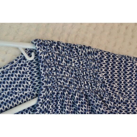 Chico's Women's Medium Blue Geometric Batwing Short Sleeve Blouse - Picture 5 of 15
